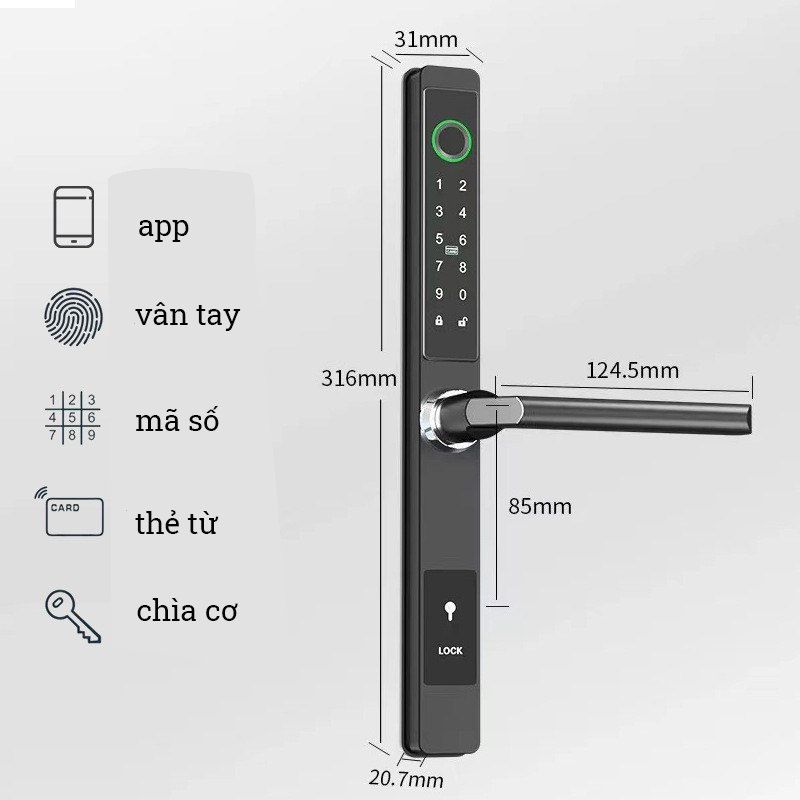 Khóa Vân Tay Cửa Nhôm Kính K203